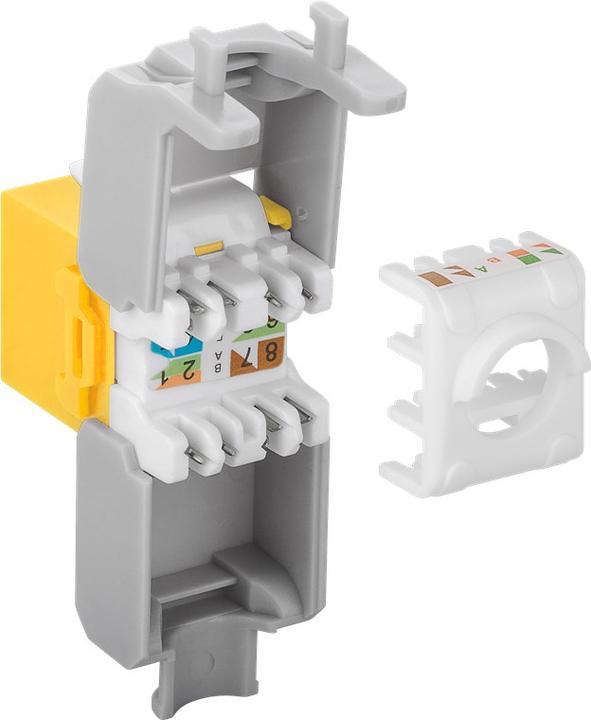 Produktbild Goobay CAT 6a KeyStone RJ45 Jack,ungeschirmt, 500MHz, Gelb-Weiss (Keystone Modul)