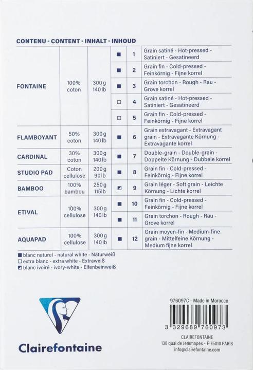 Actual product image Clairefontaine Assorted pad 12 wate rcolour papers 10x15 (300 g/m², 12 x)