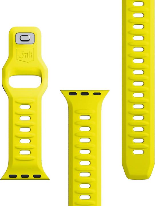 Actual product image 3MK Silicone Watch Strap żółty/yellow dla Apple Watch 42/44/45/49mm (Stainless steel, Silicone)