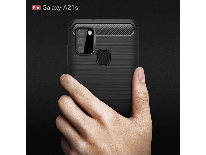 Produktbild Screenguard Samsung Galaxy A21s Hülle Carbon Brushed Soft TPU (Samsung Galaxy A21s)