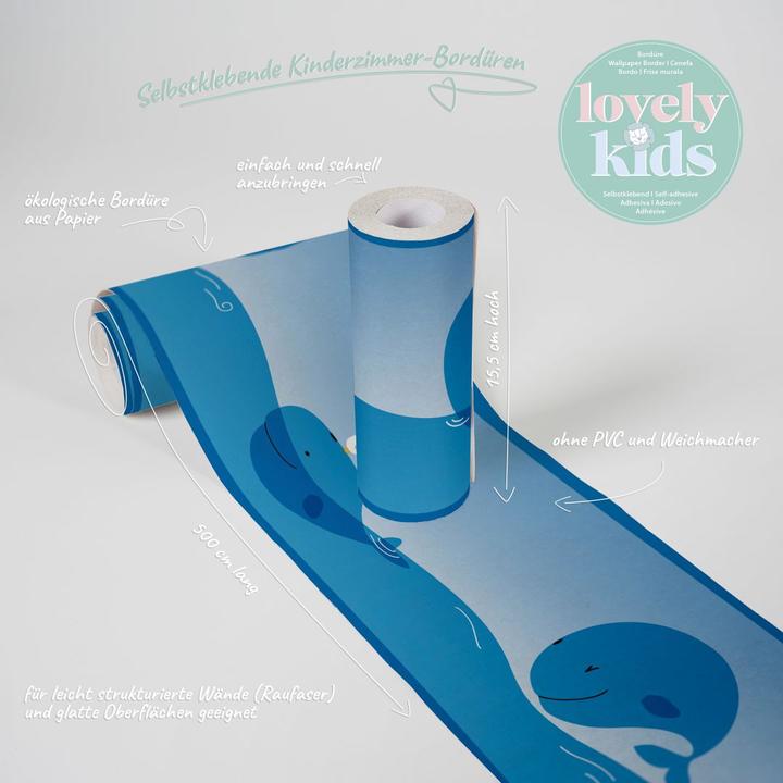 Produktbild A.S. Création Lovely Kids Kinderzimmer Ocean Friends mit süssen Walen und Möwen (15 x 500 cm)