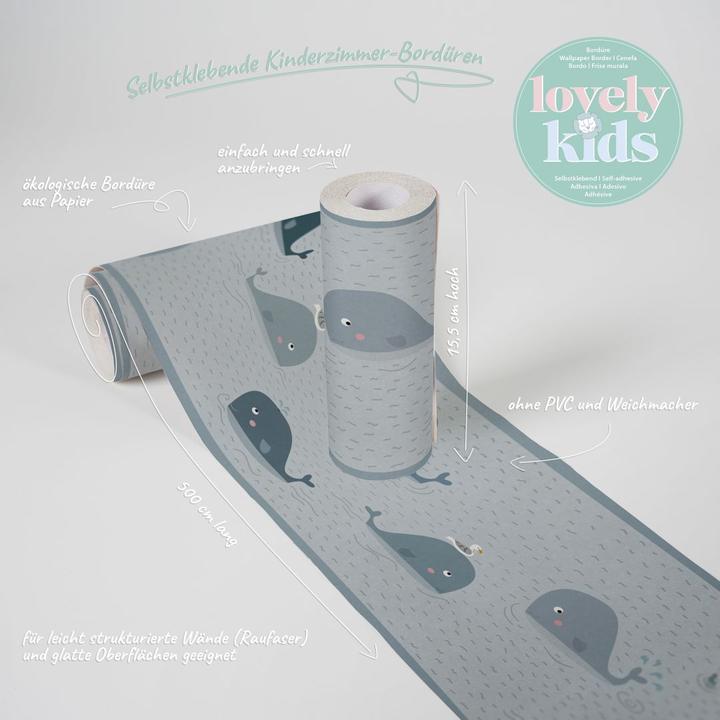 Produktbild A.S. Création Lovely Kids Kinderzimmer Floating Friends mit süssen Walen und Möwen (15 x 500 cm)