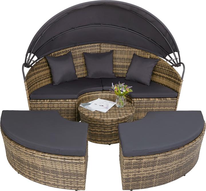 Produktbild tectake Sonneninsel Rattan mit Aluminiumgestell und Sonnendach