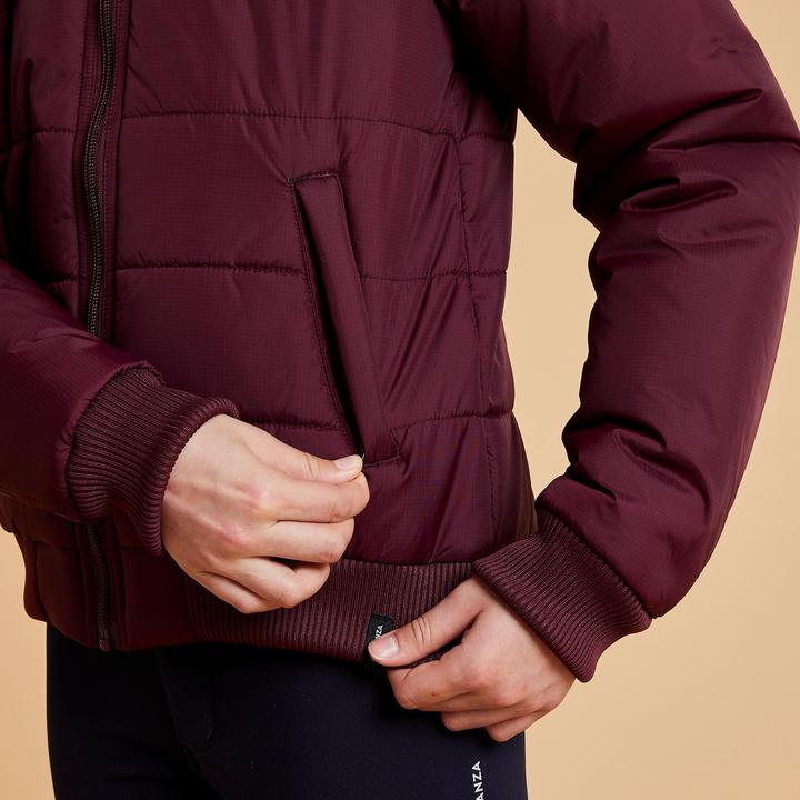 Actual product image Fouganza Winter riding jacket 500 Warm children bordeaux (128)