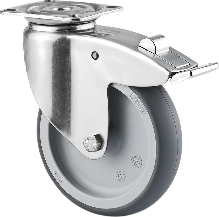 Produktbild Tente Lenkrolle nachlaufender Totalfeststeller 125 mm Platte