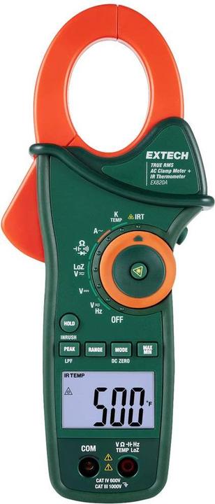 Produktbild Extech EX820A Stromzange digital IR-Thermometer CAT IV 600V Anzeige (Counts): 6000 (CAT IV 600V)