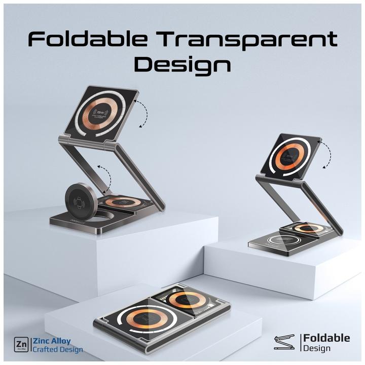 Actual product image ProMate LucidFold-Trio MagSafe Qi charging station (23 W)