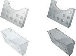 Image du produit Helit Porte-brochures, DIN A5 horizontal-2x DIN A6 vertical gris-transparent, pour fixation murale ou (A5)