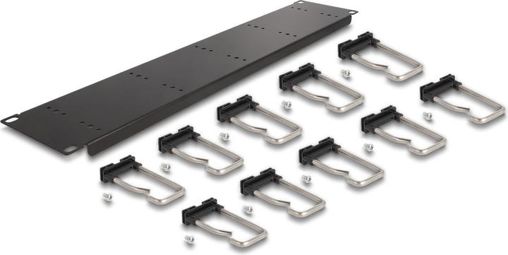Produktbild Delock 48,30cm (19") Kabelmanagement Rangierpanel mit 10 Metallbügel 2 HE schwarz
