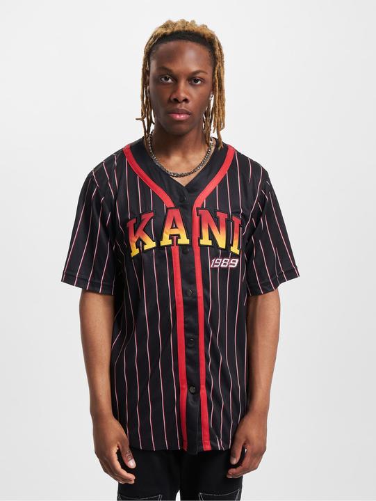 Actual product image Karl Kani KM233-003-1 KK Serif Pinstripe Baseball Shirt (L)
