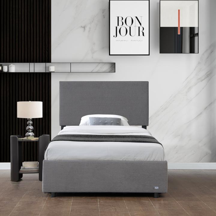 Produktbild Corium Polsterbett Juva Cord mit Lattenrost 90x200 cm Grau (90 x 200 cm)