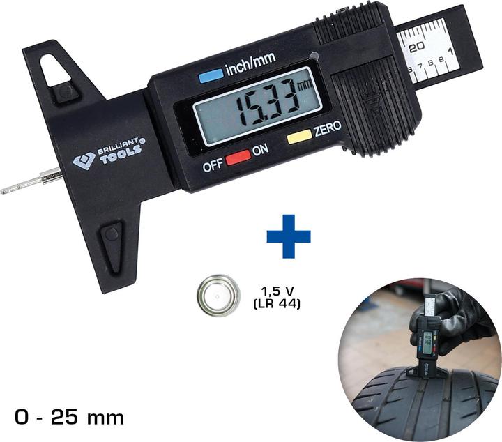 Actual product image Brilliant Tools Digital-depth gauge, 0 – 25 mm (2.50 cm)