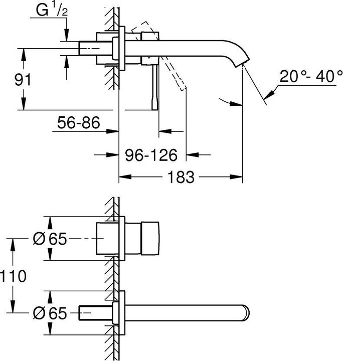 Produktbild Grohe 2-Loch-Waschtischbatterie ESSENCE Ausldg 183mm co sun gebü