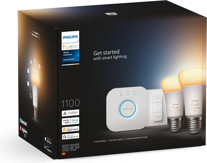 Produktbild Philips Hue Ambience Starter-Kit (E27, 11 W, 1100 lm, 2 x, F)