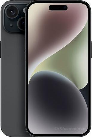 Actual product image Re!commerce iPhone 15 128GB Noir C - Très bon état (128 GB, Black, 6.10", 48 Mpx, SIM + eSIM, B / Very good)