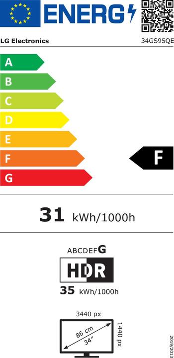 Etichetta energetica LG 34GS95QE-B (3440 x 1440 pixel, 34")