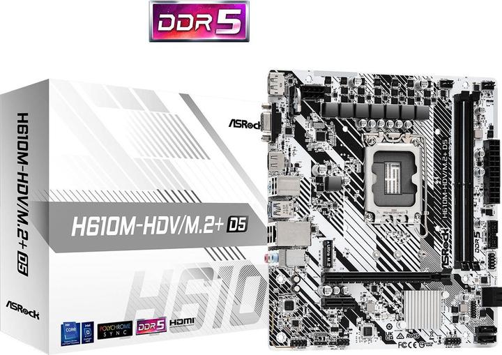 Actual product image AsRock H610M-HDV/M.2+ (LGA 1700, Intel H610, mATX)
