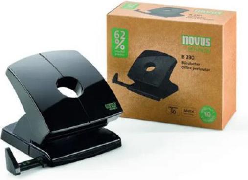 Actual product image Novus Punch B230 re+new, 2-hole punch 80 mm, for 30 sheets, stop bar + indicator, full meta...