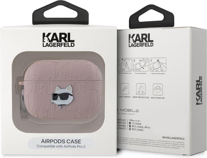 Produktbild Karl Lagerfeld KLAP2PGCHPP AirPods Pro 2 (2022/2023) cover różowy/pink Monogram Choupette Head (Kopfhörer Hülle)