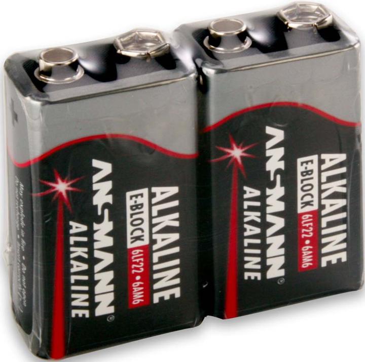 Actual product image Ansmann 9 V block battery alkaline manganese (2 pcs., 9V Block, 550 mAh)