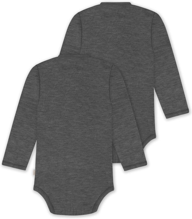 Produktbild Normani 2er Pack Baby-Body Basic Merino Wickelbody Langarm mit Knopf - 9347 (74)