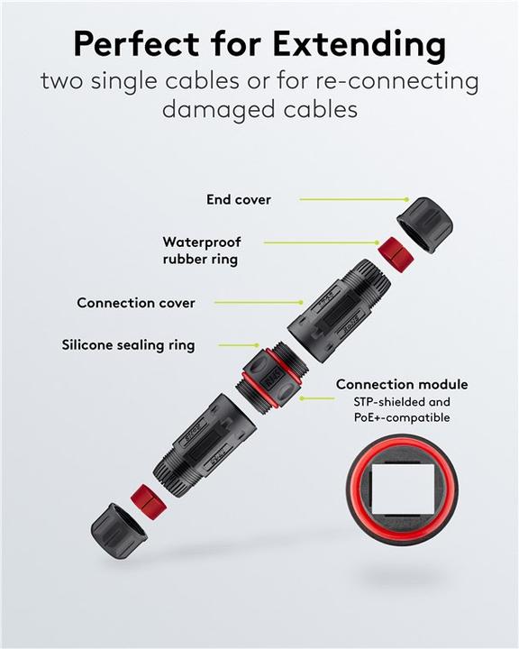 Actual product image Goobay Outdoor (IP68) network cable connector (Network coupling)