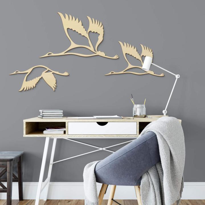 Immagine prodotto Trenddeko Gru - stormo di uccelli 02 (100 x 58 cm, 75 x 43 cm, 75 x 33 cm)