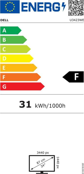Energie-Label Dell UltraSharp U3423WE (3440 x 1440 Pixel, 34.10")