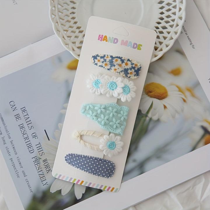 Actual product image Activity Board 5-Pack gemischte Mode niedlichen Kinder Haarspangen Set, Floral Polyester BB Haarnadel Set für (5 pcs.)