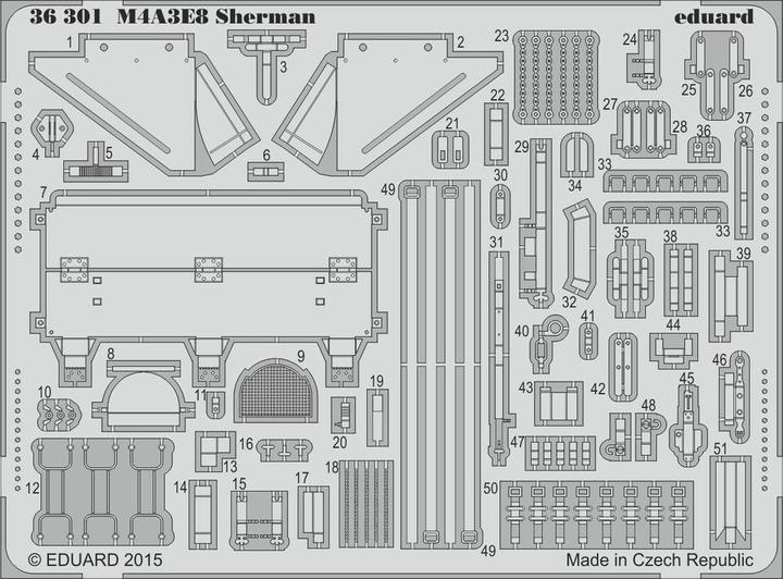 Actual product image Eduard M4A3E8 Sherman for Tamiya