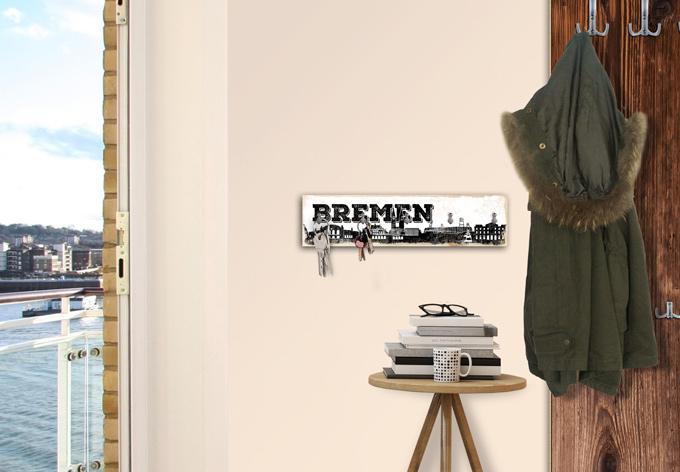 Produktbild Trenddeko Bremen Skyline + 5 Haken (40 x 10 cm)