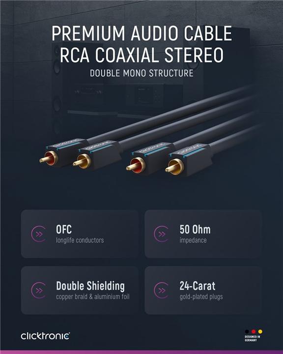 Produktbild clicktronic Stereo-Audiokabel (10 m, Cinch)