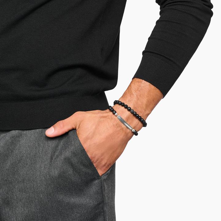 Immagine prodotto Thomas Sabo Bead Armband Obsidian schwarz (17 cm, Argento 925)