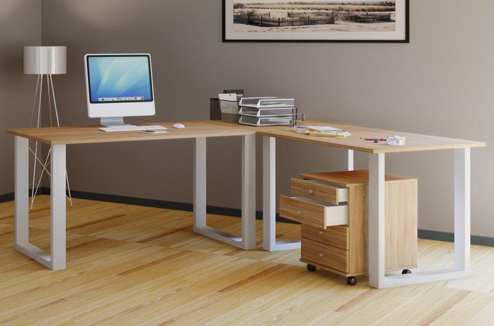 Image du produit VCM Mobilier de bureau Bureau d'angle Lona 80 U Alu Blanc (220 x 160 x 80 cm)