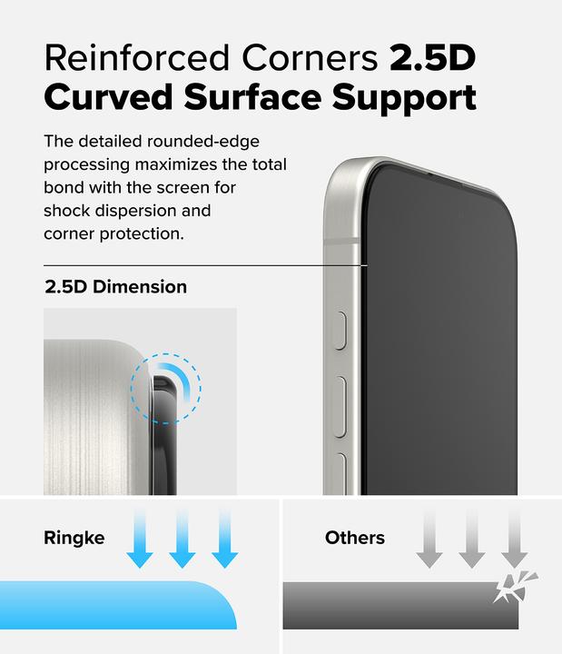 Actual product image Ringke Screen Protector for iPhone 16 Pro Max EASY SLIDE TEMPERED GLASS 2 pack, w installation Jig (2 Piece, Apple iPhone 16 Pro Max)