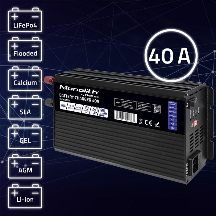 Actual product image Qoltec ładowarka Do Akumulatorów Lifepo4 Agm Gel Sla | 40a | 12v (12V, 24V, 6V, 40 A)
