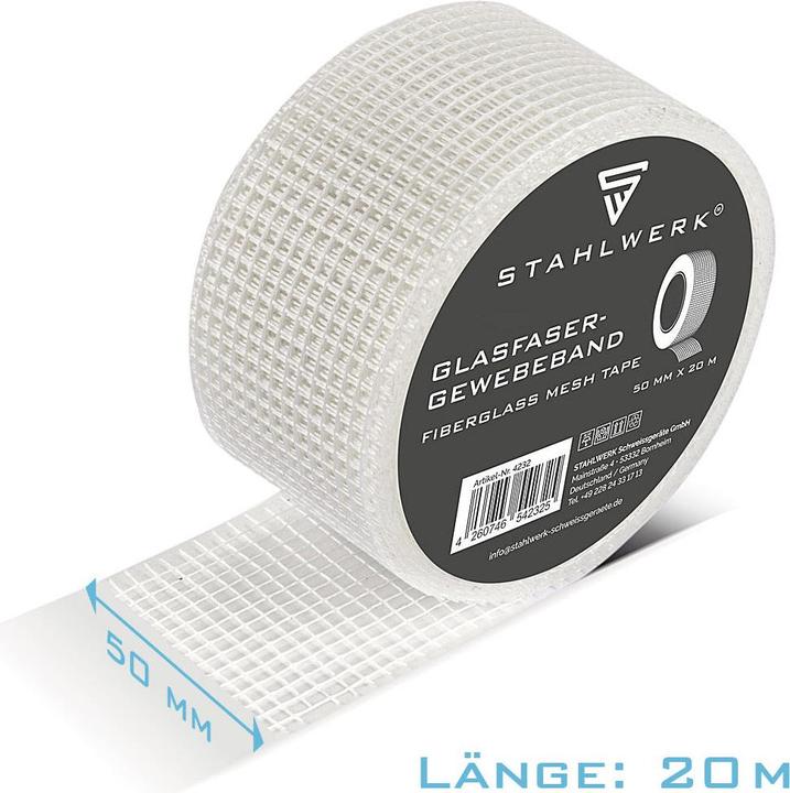 Produktbild Stahlwerk Glasfaser-Gewebeband 2er Set 20 m x 50 mm, selbstklebend (50 mm)