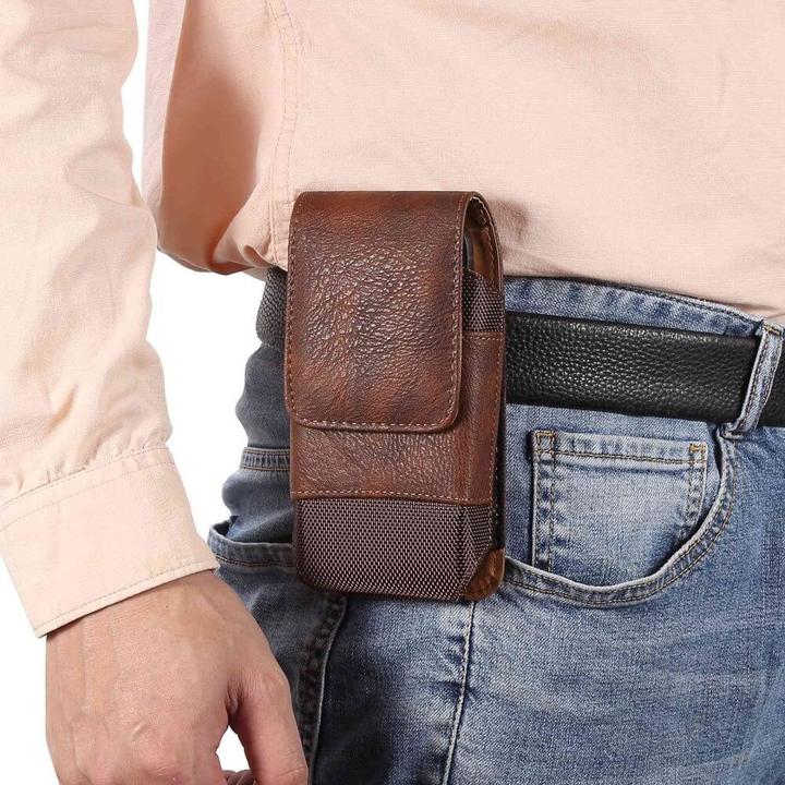 Actual product image Cover-Discount Nylon - Leather Belt Bag with Card Pocket brown / L