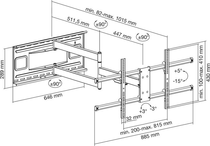 Actual product image InLine XL Arm Full Motion TV Wall Mount (Wall, 43", 50 kg)