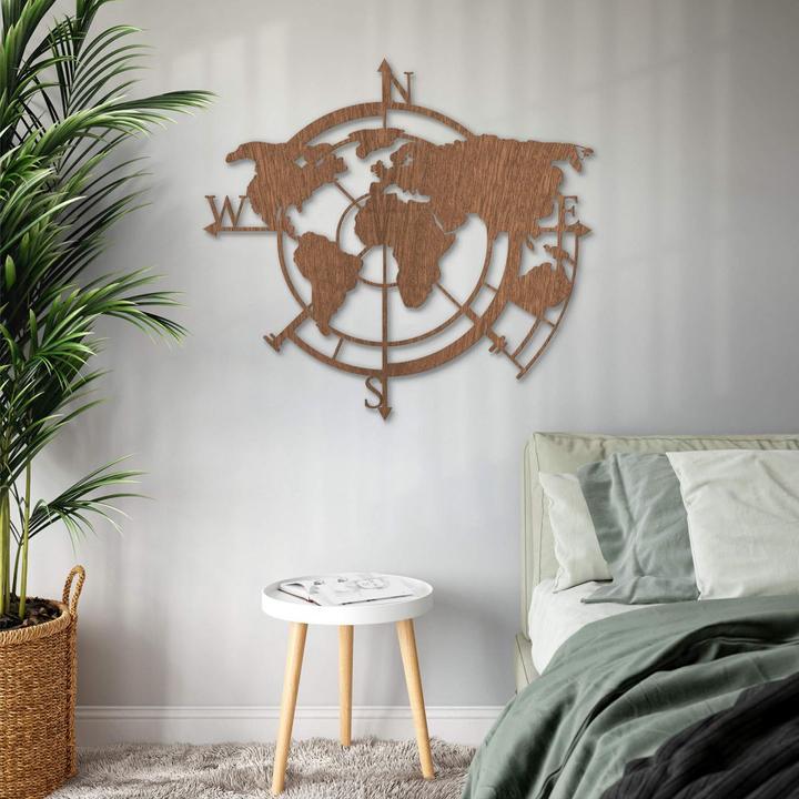 Immagine prodotto Trenddeko Mappa del mondo punti cardinali 02 (50 x 48 cm)