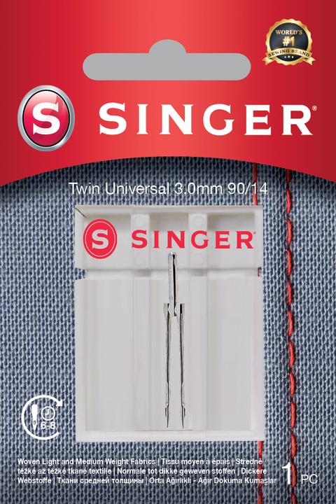 Singer Aiguille TWIN pour machine à coudre, 3mm, 90/14