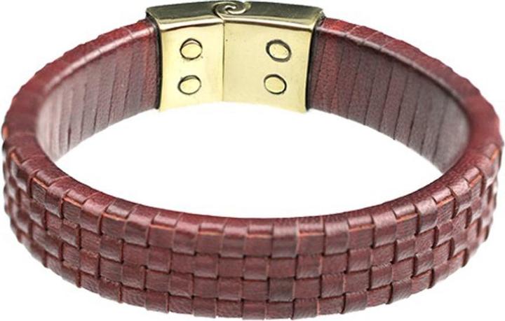 Star Piercing Lederarmband burgund geflochten Karo (23 cm, Messing, Leder)