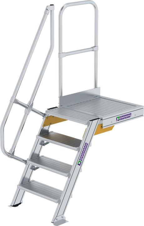 Munk Stairs with platform 60° Step width 600 mm 4 steps Aluminium ribbed (Scaffolding, 60 cm)