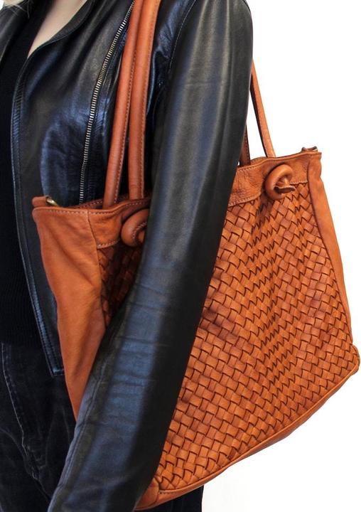 Produktbild Only-Bags.Store Ledertasche, Lederhandtasche, weich gewebte Hobo-Tasche, geflochtenes Leder