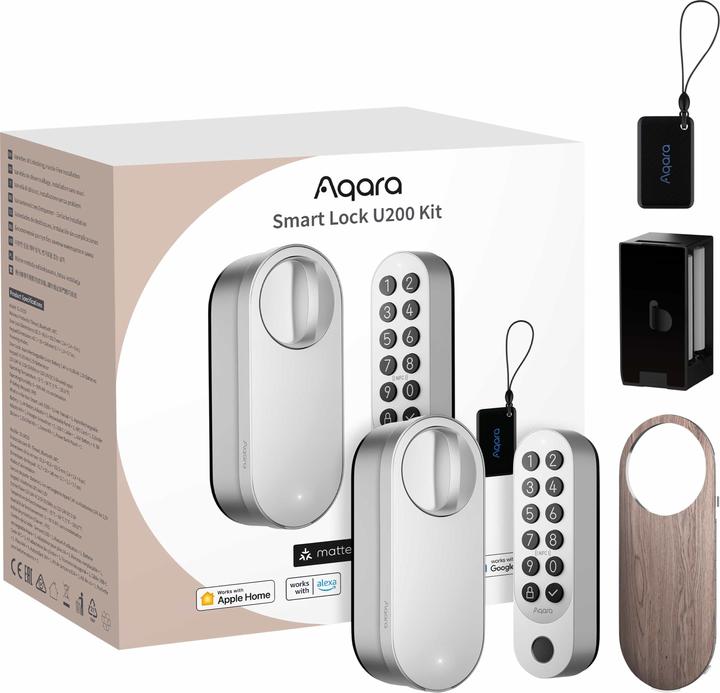 Productafbeelding Aqara Smart Lock U200 Zilver, EL-D02E (Vingerafdruk, Elektronische cijfercombinatie, Bluetooth, Sleutel, Sleutelkaart, Smartphone)