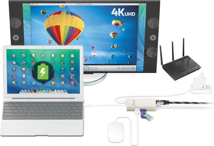 Actual product image j5Create USB 3.0 Type-C Multi Adapter (USB-C, 3 Ports)