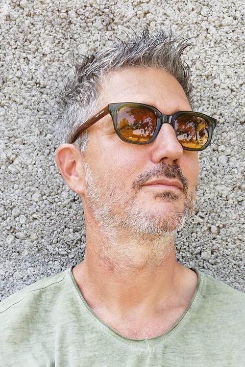 Actual product image James Dixon Grün/Orange - Brixton - Polygonal - Acetat - Sonnenbrille