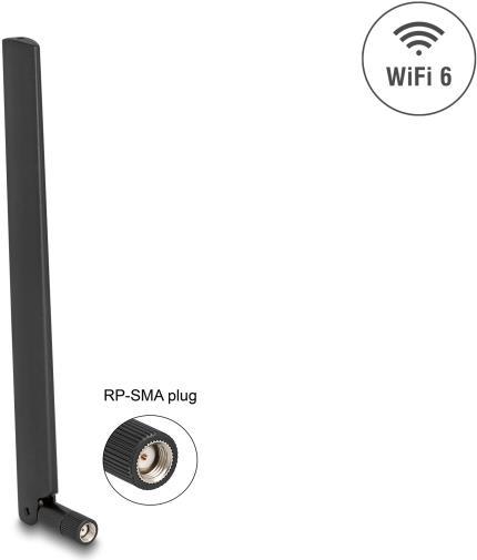Image du produit Delock 90677 - WiFi 6 Antenne RP-SMA Stecker 3 - 6 dBi omnidirektional mit Kippgelenk sc (WiFi)