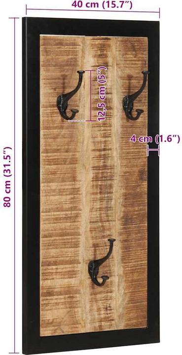 Image du produit VidaXL Porte-manteau 40x2x80 cm Bois massif rugueux Mango Patère murale