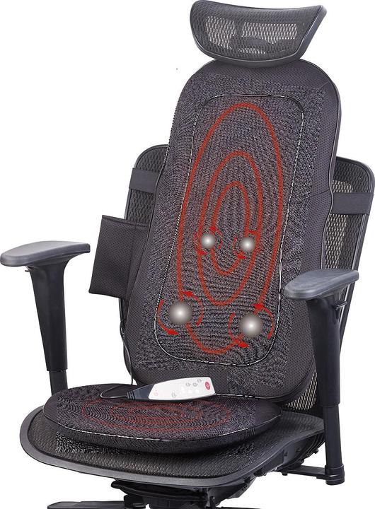 Newgen medicals Shiatsu-Sitzauflage für Rückenmassage, mit IR-Tiefenwärme & Vibration